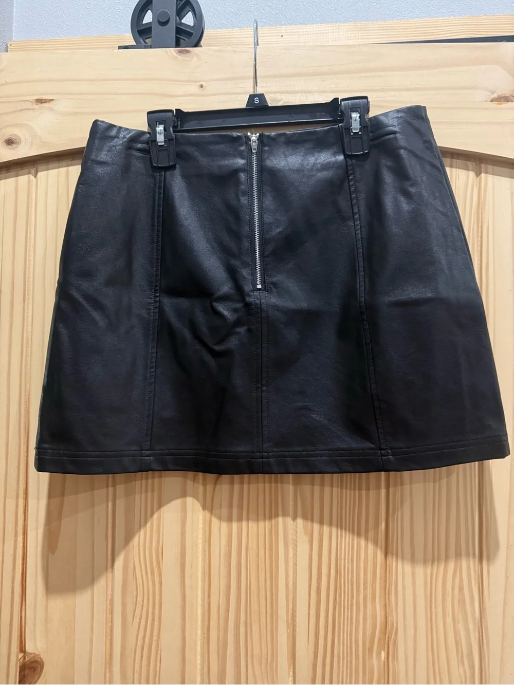 Black Faux Leather Mini Skirt - Women, Size Medium
